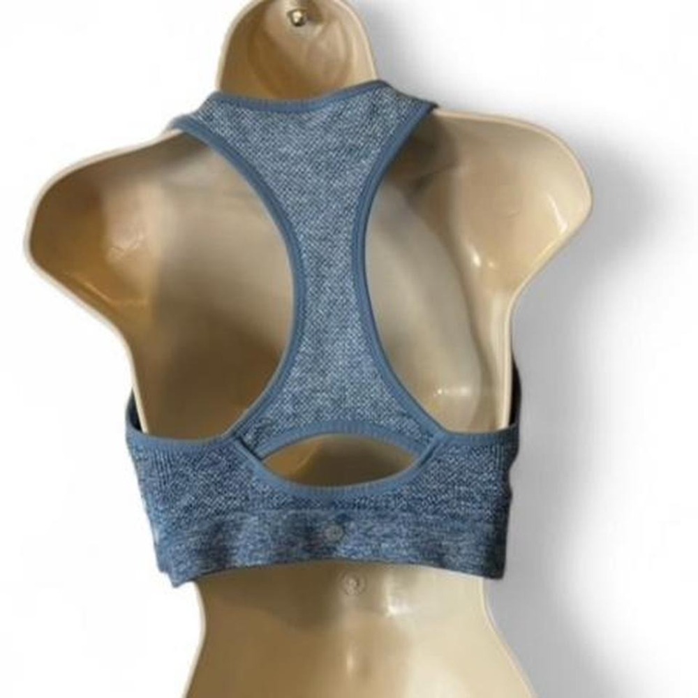 90 Degrees by Reflex Blue Heathered Seamless Racerback Sports Bra, Women's Sz XL - Picture 4 of 8